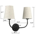 thumbnail image 3 of Permo Vintage Double Sconce Antique 2-Lights with Flared Funnel Linen Beige Fabric Shade, 3 of 12