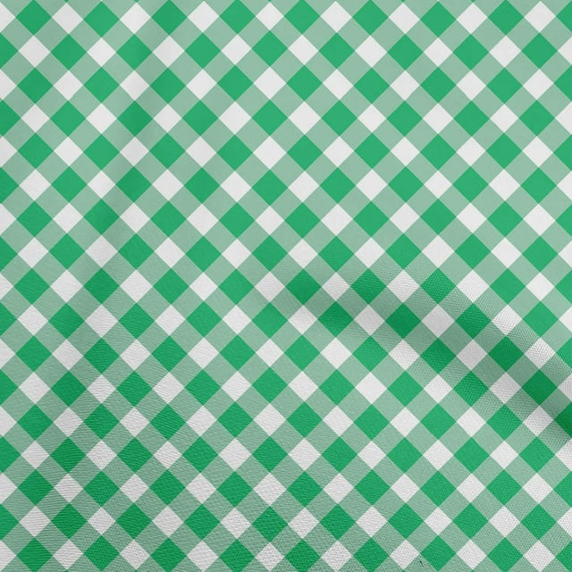 oneOone Silk Tabby Green Fabric Gingham Check Craft Projects Decor Fabric Printed By The Yard 42 Inch Wide