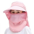 thumbnail image 2 of Women's Wide Brim Face Mask Removable Neck Sun Hat Face Flap Ponytail UV Protection Hat Garden Fishing Hiking/Pink, 2 of 8