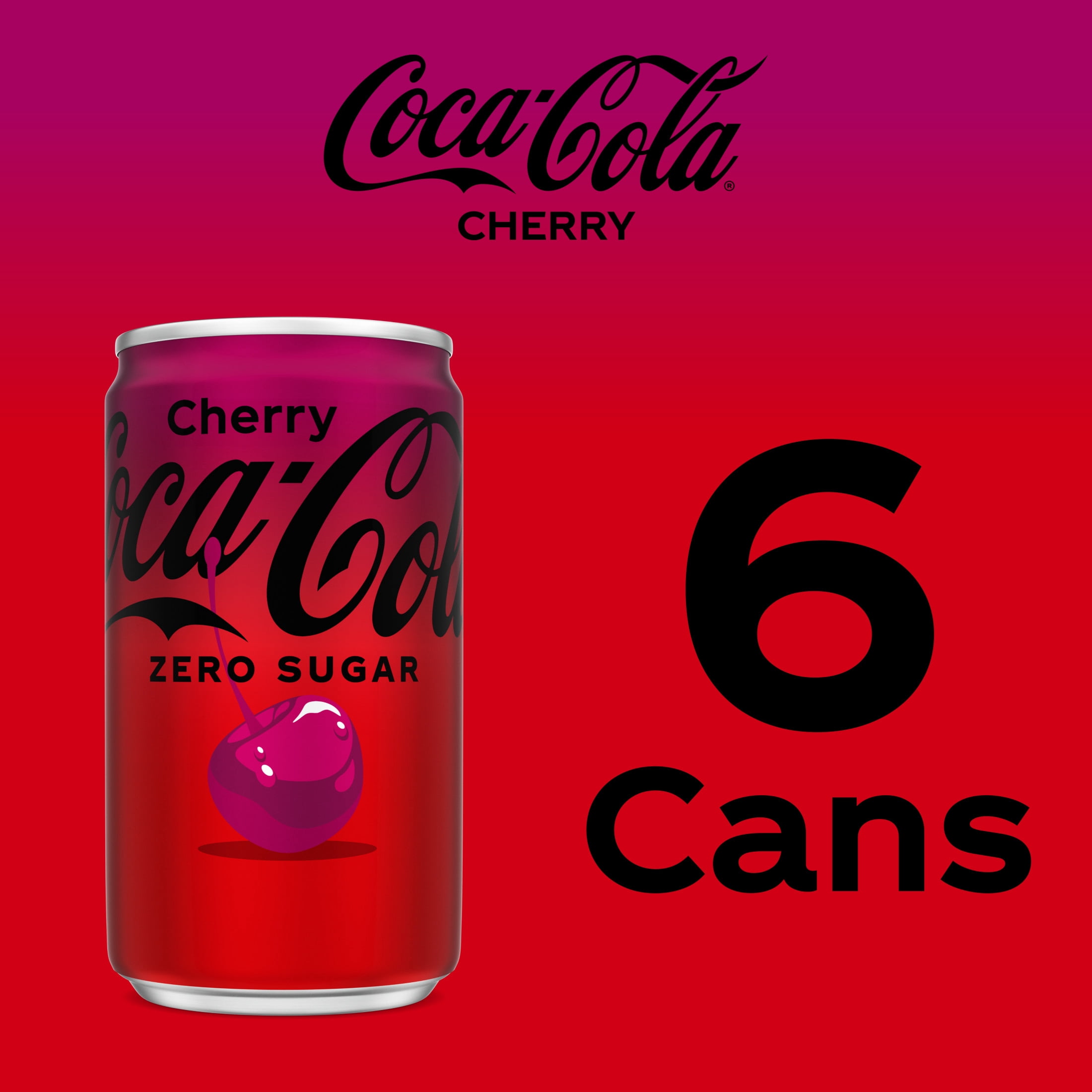 Coca-Cola Zero Sugar Cherry Soda Pop Mini Cans, 7.5 fl oz, 6 Pack