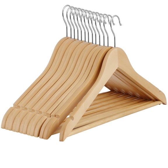 WSSYzyzf 50-Pack Premium Flocked Wooden Hangers, Non-Slip Clothes Hangers for Suits, Shirts, Pants, and Dresses, Velvet Finish to Prevent Clothes from Slipping