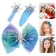thumbnail image 5 of 3 pinzas para el pelo con forma de copo de nieve navideño, con lazo y pasadores (azules), 5 of 6