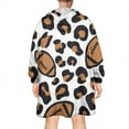 thumbnail image 2 of Brown Footballs with Leopard Spots Pattern Wearable Oversized Blanket,Wearable Blanket Hoodie for Adults,Cozy Hooded Blankets with Super Pockets,Super Warm Fuzzy Pullover for Women & Men, 2 of 6
