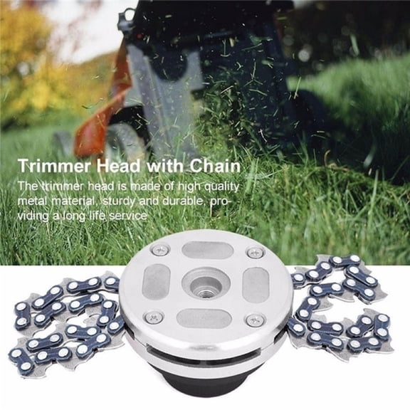 ZZkhGo 65Mn Trimmer Head with Sawchain 25.4mm Mount Heavy Duty Metal Garden Mower Chain Replacement Head