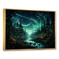 thumbnail image 2 of Designart "Dreams of Northern Lights Forest Wonder I" Landscapes Framed Wall Art - Country Green Forest River Mountains Hallway Framed Wall Art Decor, 2 of 6