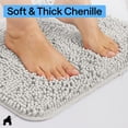 thumbnail image 5 of GORILLA GRIP Chenille Bath Rug 24x17, Rubber Back Quick Dry Washable Microfiber Bathroom Mats, Light Gray, 5 of 10