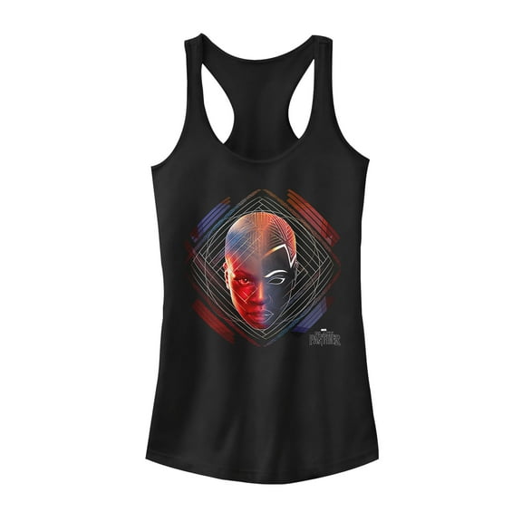 Junior's Marvel Black Panther 2018 Okoye Pattern  Racerback Tank Top Black Small
