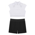 thumbnail image 3 of TiaoBug Kids Girls 2 Piece Dance Outfits Sleeveless Crop Top and Shorts Gymnastic Set White 6, 3 of 6