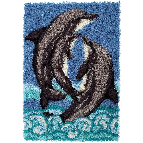 Spinrite Wonderart Latch Hook Kit 27 by 40-Inch Dolphins