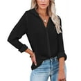 thumbnail image 2 of LYXSSBYX Womens Long Sleeve Tops Clearance Women's Tops Single Breasted Long Sleeve Shirt Tops Loose Lapel Shirt Blouse, 2 of 8