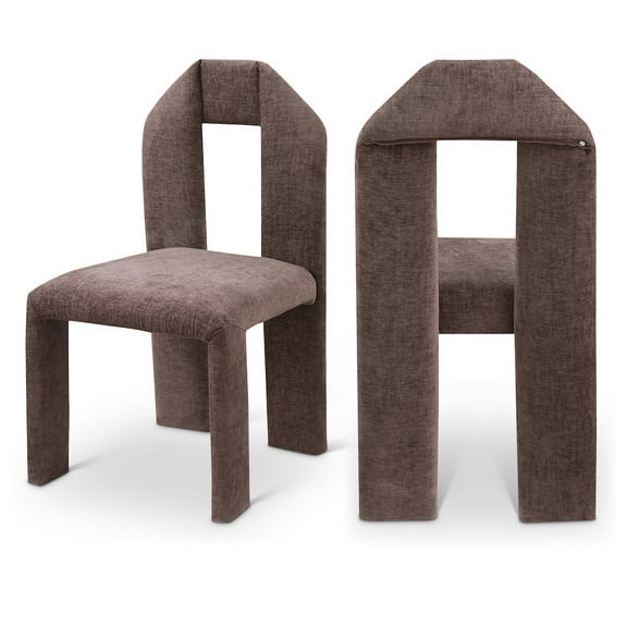 Meridian Furniture Bennett Brown Chenille Fabric Dining Chair (Set of 2)