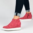 thumbnail image 6 of Journee Womens Clara Round Toe Inside Zip Wedge Sneakers, Widths Available, 6 of 10