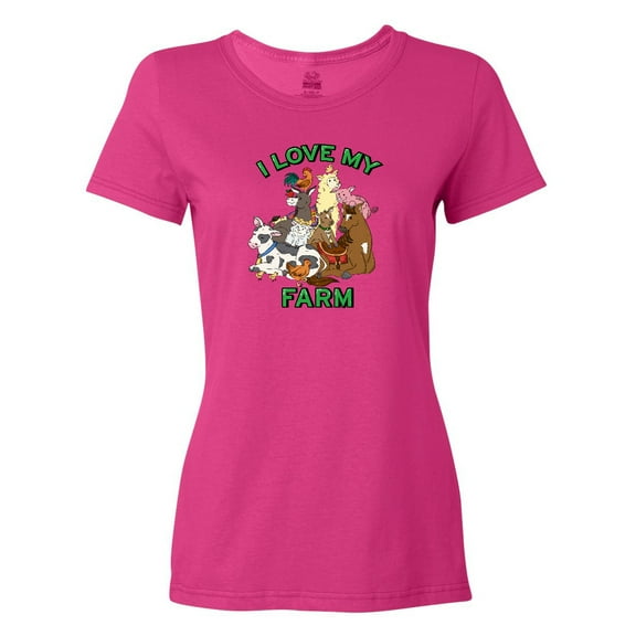 Inktastic I Love My Farm with Happy Farm Animals Women's T-Shirt