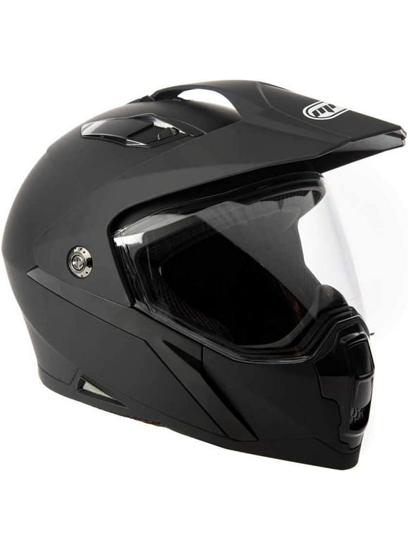 MMG Helmet Dual Sport Off Road Motorcycle Dirt Bike ATV - FlipUp Visor - Model 23 (Medium, Black Matte)