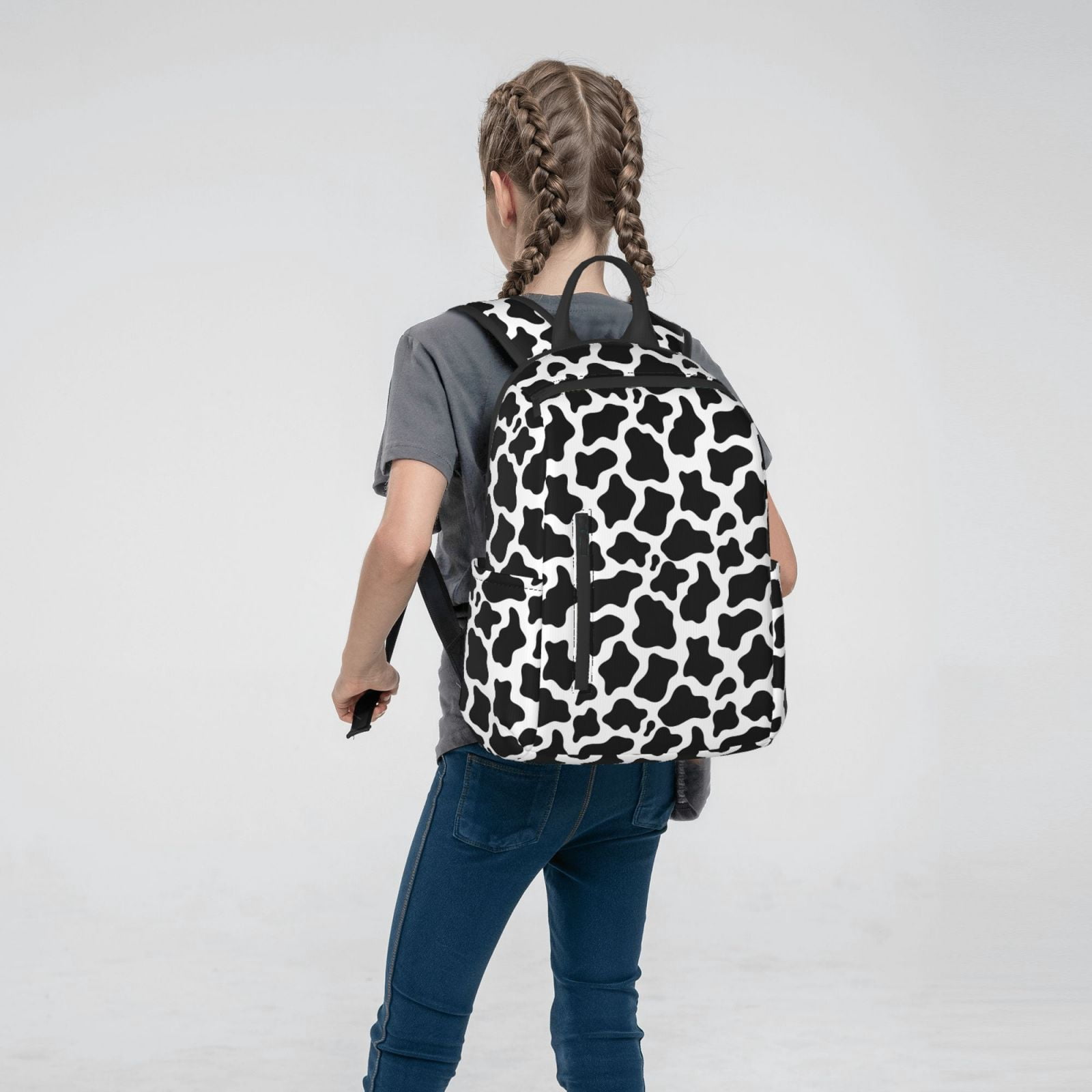 Defioc Cow Print Black White Pattern Travel Laptop Backpack,Lightweight Backpack Travel Hiking Daypack Backpack Work Bag for Men Women