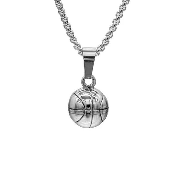 PAMTIER Unisex Stainless Steel Hip Hop Cool Simulation Stereoscopic Solid Sports Basketball Biker Pendant Necklace with Chain