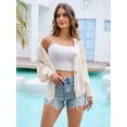 thumbnail image 3 of Womens Lightweight Sweater Long Sleeve Casual Knit Clothes Loose Top White L, 3 of 5
