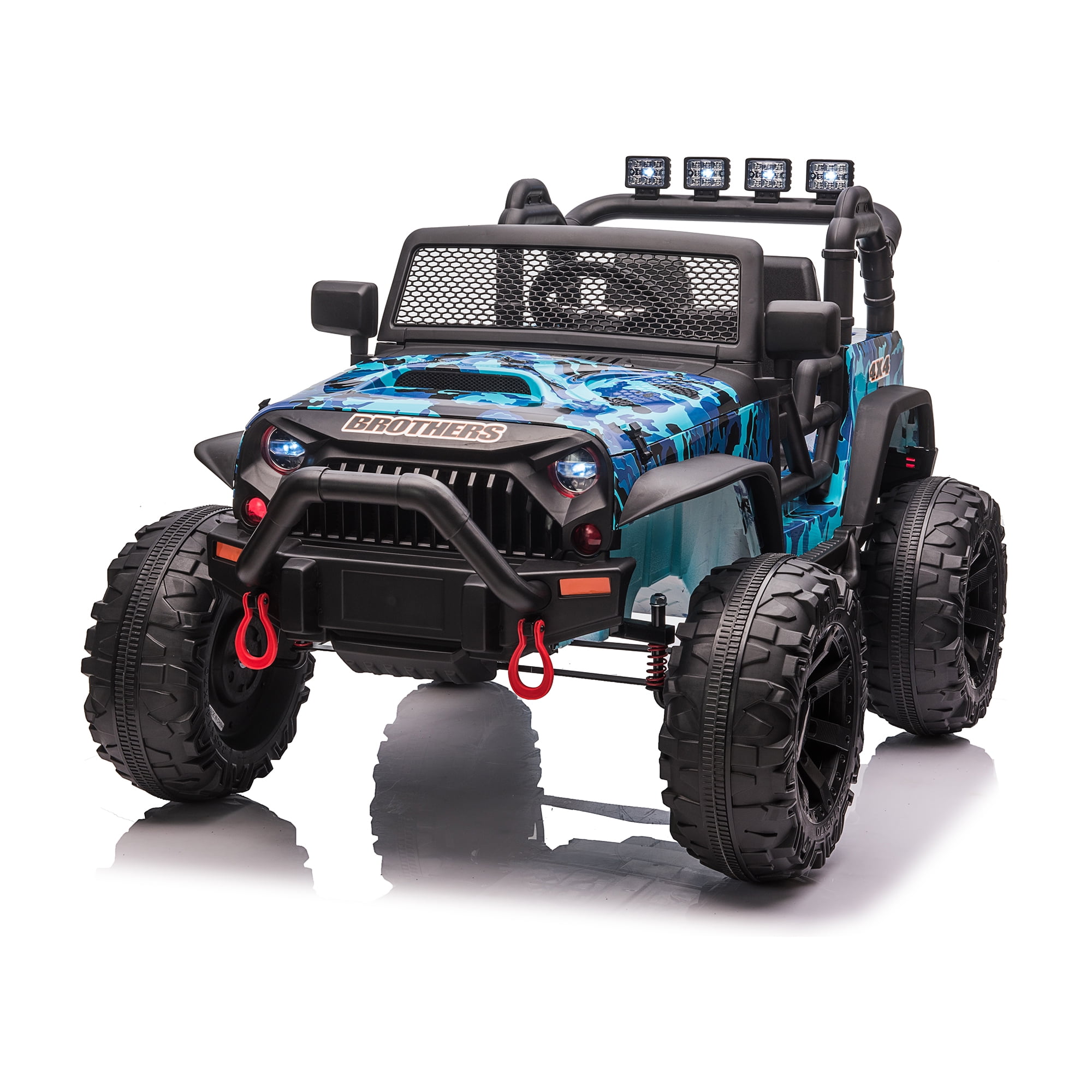 CIPACHO Kids Ride On Truck, 24V Battery Powered Toy Car with Spring Suspension, Remote Control, Camouflage Blue