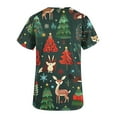 thumbnail image 3 of JINGWANGYHBD Womens Nurse Unifrom Christmas Scrub Shirts Snowman Print Tops Merry Xmas Working Uniforms Going Out Party Scrubs Top with Pockets, 3 of 5