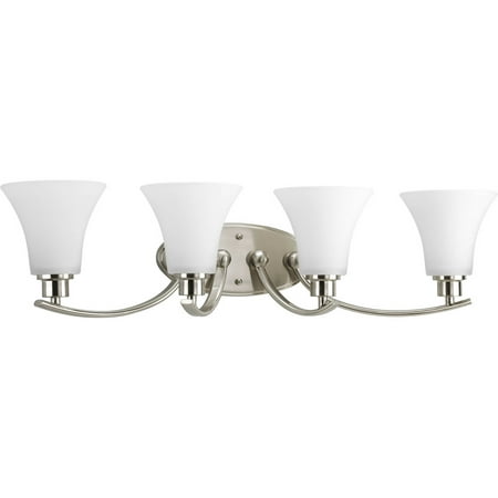 

Joy Collection Four-Light Brushed Nickel Etched Glass Traditional Bath Vanity Light