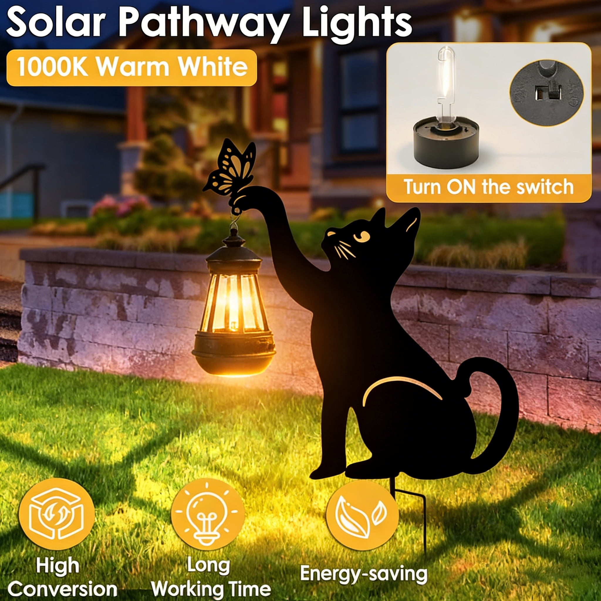 Solar Lights Outdoor Decor with Cat-Shaped,for Patio Decor Garden Decor,Solar Lights  Outdoor Waterproof 2PACK