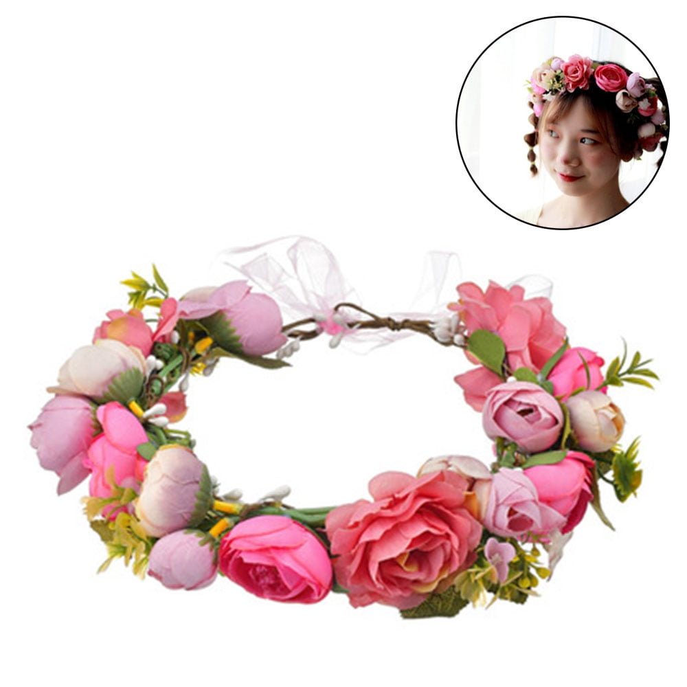 Rose Flower Headband Bridal Holiday Party Wreath Headdress Hair Accessories
