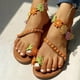 thumbnail image 1 of Sandalias planas romanas sin cordones para mujer con flores de moda informal de estilo nuevo de verano Wmkox8yii  shjk4620, 1 of 8