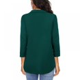 thumbnail image 2 of Women's Business Casual V Neck Solid Three Quarter Sleeve Chiffon Work Blouse Top, 2 of 9