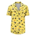 thumbnail image 6 of Wovilon Women's 2-Piece Short Sleeve Button Down Set, Cute Bee Print Casual Summer Matching Shirt and Shorts for Vacation and Daily Wear, 6 of 7
