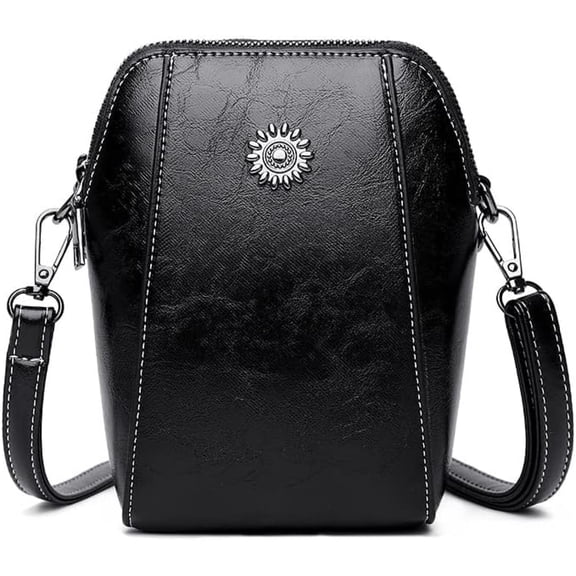 SQDWYGG All-match Vertical Cellphone Bag, Crossbody Leather Shoulder Bags and Clutches, Women Crossbody Handbags Retro Messenger Bag,Black