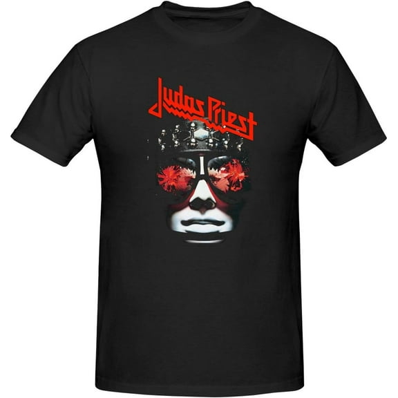 Judas Music Priest Men's Classic T-Shirt Short-Sleeve Cotton Unisex Graphic Crewneck Tee Shirt Black