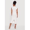thumbnail image 3 of Women's Mock Neck Side Ruched Sleeveless Midi Dress, 3 of 3