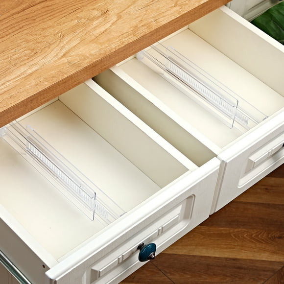 New Release,Clear Drawer Dividers, Expandable 11-19'' Dresser Organizers Transparent , For Clothing & Underwear, Plastic Dividers Clothes,PENDANE,white