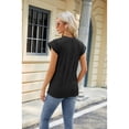 thumbnail image 3 of XCHQRTI Womens Textured Cap Sleeve Tshirt Dressy Trendy Summer Shirt Casual Basic Short Sleeve Tops, 3 of 9
