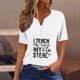 thumbnail image 1 of Fiudx Ropa de Mujer Blusa de Manga Corta con Estampado de Moda para Mujer, Camiseta con Cuello En V, Tops Informales con Botones, 1 of 4
