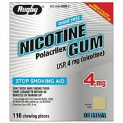Rugby Nicotine Gum Stop Smoking Aid Polacrilex Sugar Free USP 110ct, 3-Pack