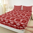 thumbnail image 3 of Manfei Kawaii Snowmen Snowflake Twin Sheet Sets,Kids Christmas Candy Cane Twin Fitted Sheet,Red White Flat Sheet For Child,Microfiber Bedroom Decor,3pcs, 3 of 7