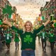 thumbnail image 4 of Xuyuer Women St Patricks Day Sweatshirts Lucky Clover Blouse Irish Shamrock Pullover 3/4 Sleeves Graphic Tops, 4 of 6