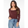 thumbnail image 4 of Celebrity Pink Women's Long Sleeve Square Neck Rib Top, Size XS-XXXL, 4 of 6