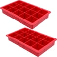 thumbnail image 1 of Starfrit - Ensemble de 2 Moules à Glaçons en Silicone Souple, Capacité de 15 Cubes, Rouge, 1 of 7