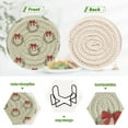 thumbnail image 3 of 6 Pcs Drink Coasters with Holder 3.94in Woven Coasters for Drinks Christmas Wreaths and Red Bows Coaster Set for Protection Table, 3 of 7