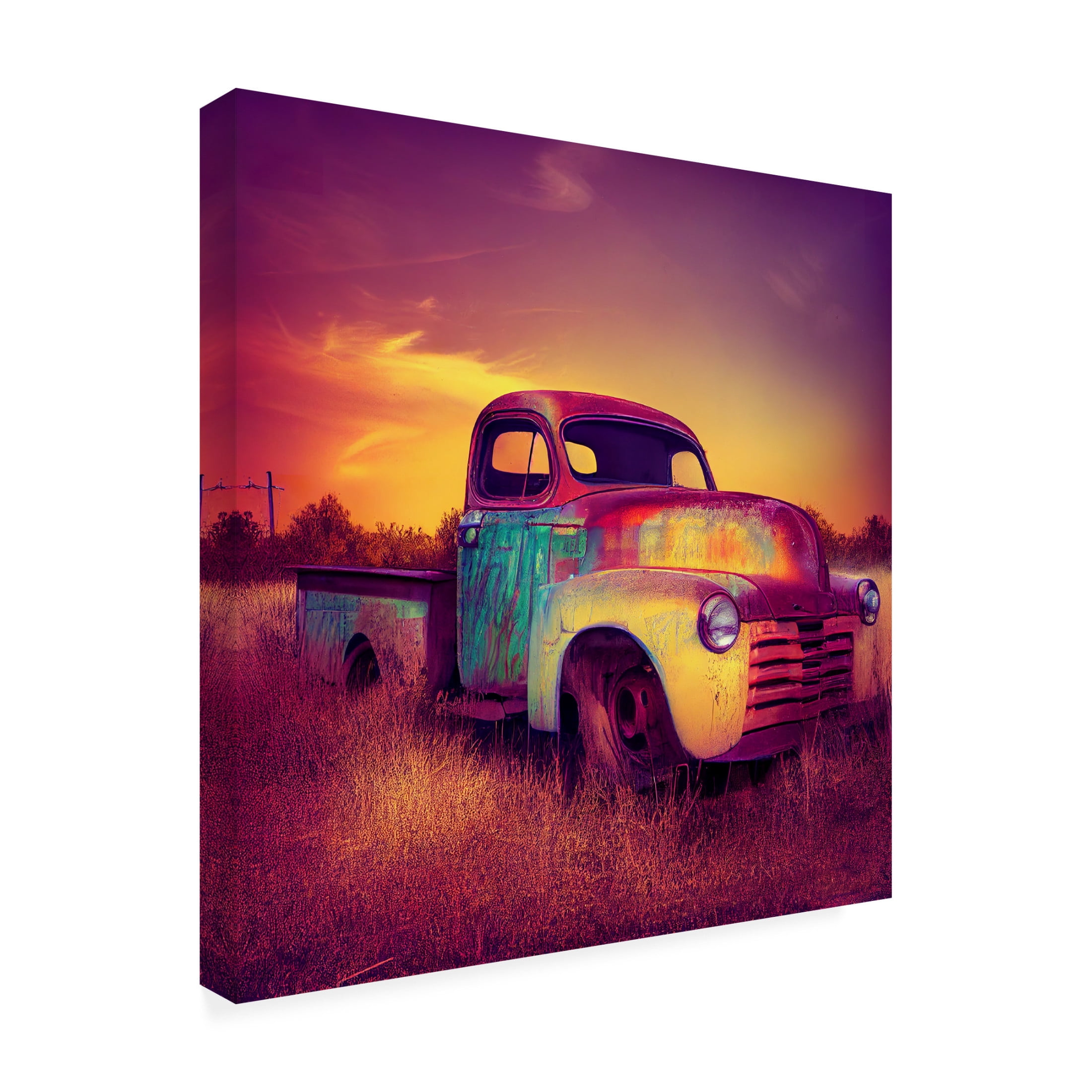 Canvas Wall Art - Ray Heere 'Route 66 5' Wall Art for Living Room, Bedroom, or Office Décor by Trademark Fine Art - 14 x 14 Inches