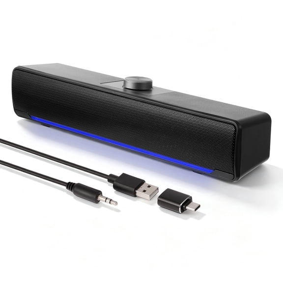 Computer Speakers, USB Powered Desktop Speaker with Stereo Sound, 3.5mm AUX Plug and Play for Laptop, Monitor, Desktop Computer, Home Office and Gaming