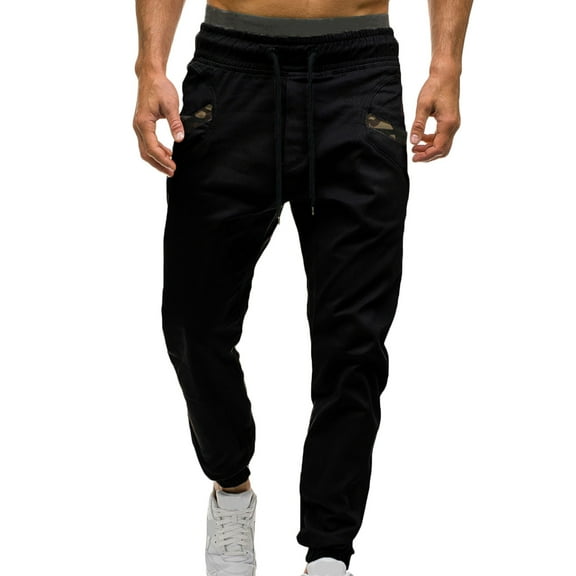 Aoochasliy Mens Jeans Clothes Relaxed Fit Men Casual Full Fashion Solid Camouflage Elastic Panel Tie Trousers Lounge Pants