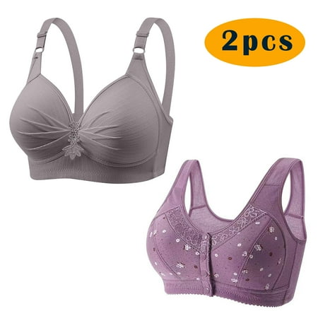 Itsame 2PC Bras for Women s Full Support Everyday Casual Bra Set Breathable Wireless Comfort Bralette Multicolor Size L