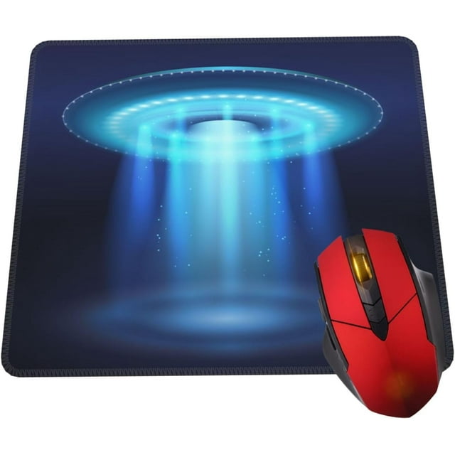 UFO Space Ship Blue Mouse Pad - Non-Slip Rubber Base, Square Gaming Mousepad, Ideal for Computer Home Office, Unique and Stylish