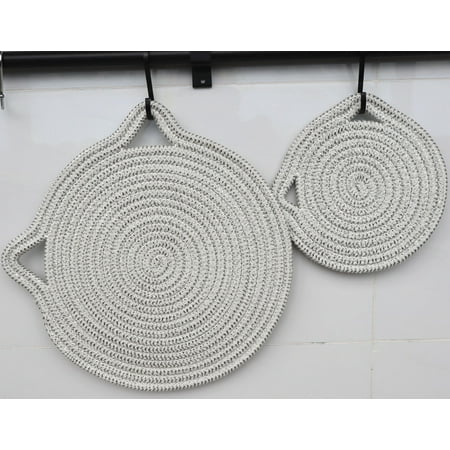 

Mat Pure Cotton Thread Weave Unique Cat Ear Shape Table Coasters Drink Hot Pads Mats Set Absorbent Heat Insulated