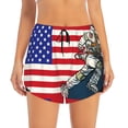 thumbnail image 2 of Susaid American Astronaut Runs Forward Print Women's High Waisted Running Shorts Quick Dry Athletic Gym Track Workout Shorts Zip Pocket-Medium, 2 of 7