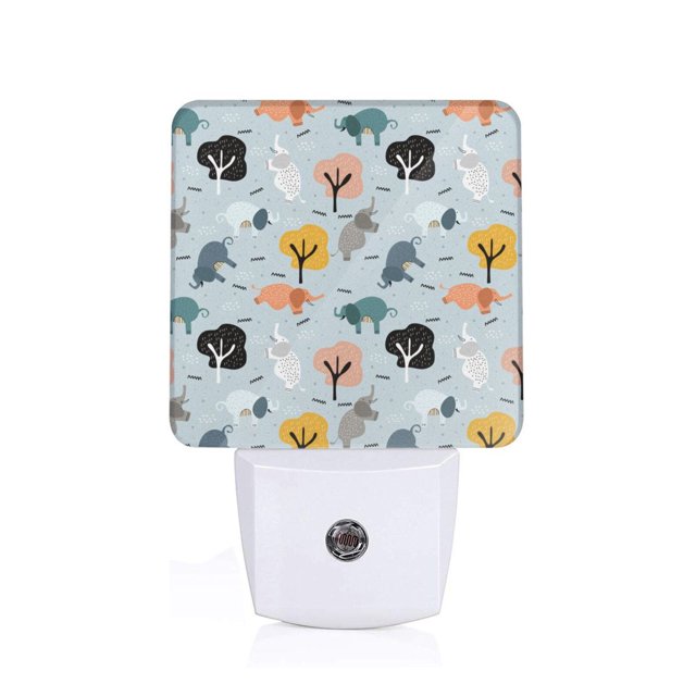Balery Elephant Tree Luz Nocturna LED con Sensor Automático, Enchufe con Sensor Crepuscular, Luz Suave de 0.5W para Dormitorio, Pasillo, Baño-US