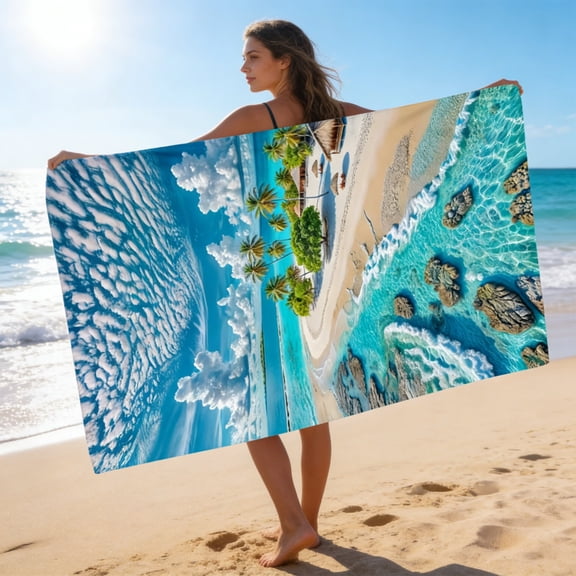 Kbndieu Oversized Beach Towel, Quick Dry Absorbent Lightweight Thin Bathroom Bath Pool Swim Towels, Large Camping Travel Towels for Summer Vacation Essentials Adult Gift